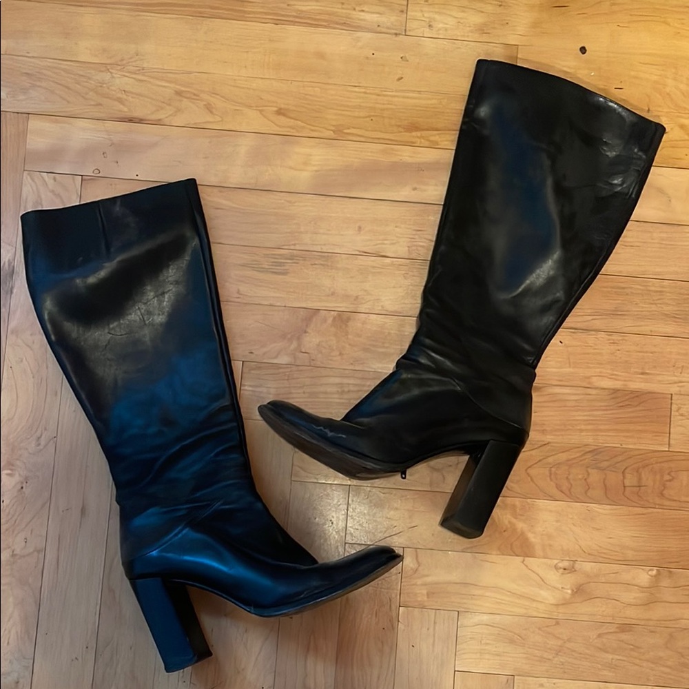 Via Spiga Black Heeled Knee-High Boots